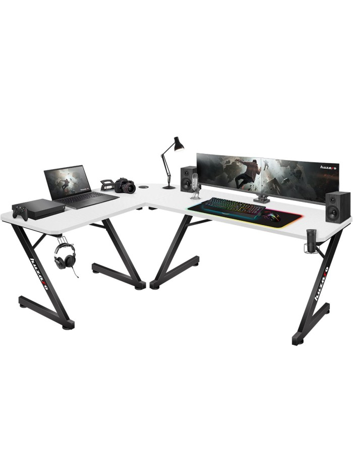 Huzaro Hero 7.0 Gaming-Schreibtisch L-Form Aluminium Karbonfaser 154 cm Weiß