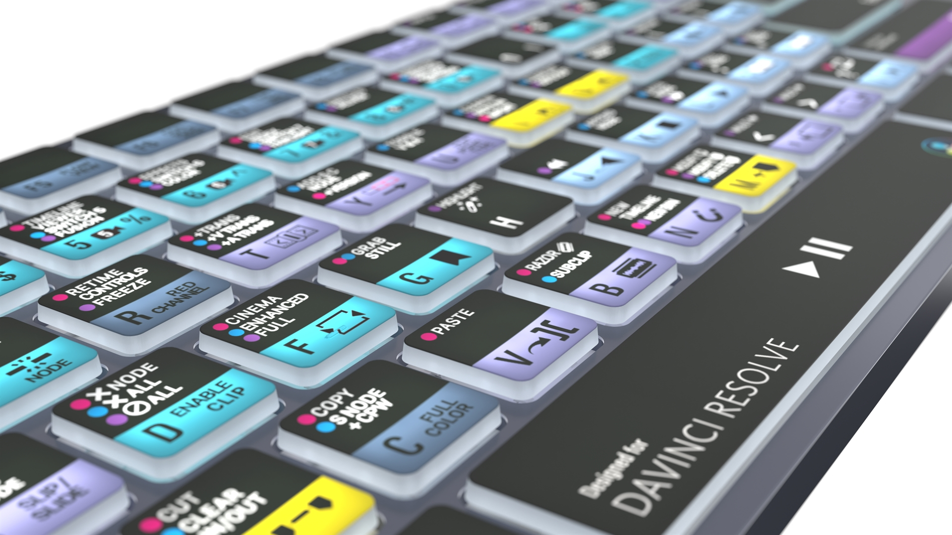 Logickeyboard DaVinci Resolve Classic Titan Tastatur QWERTY UK USB + Bluetooth Schwarz