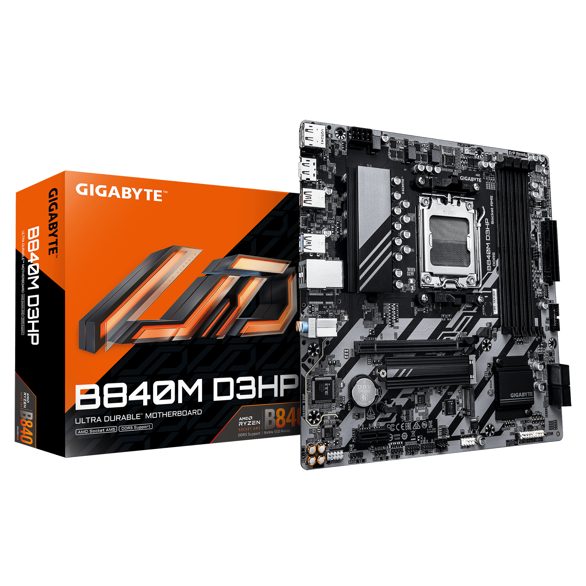 Gigabyte B840M D3HP Mainboard AMD B840 Socket AM5 Micro ATX Dark brown