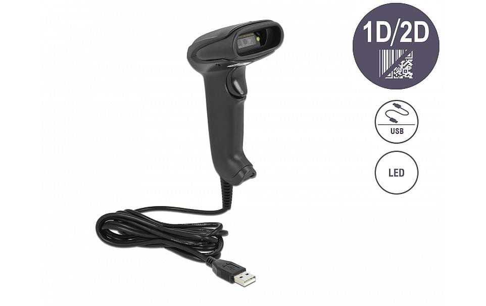 Delock Barcode-Scanner 90557 USB 1D/2D German Version 640 x 480 Pixel Schwarz