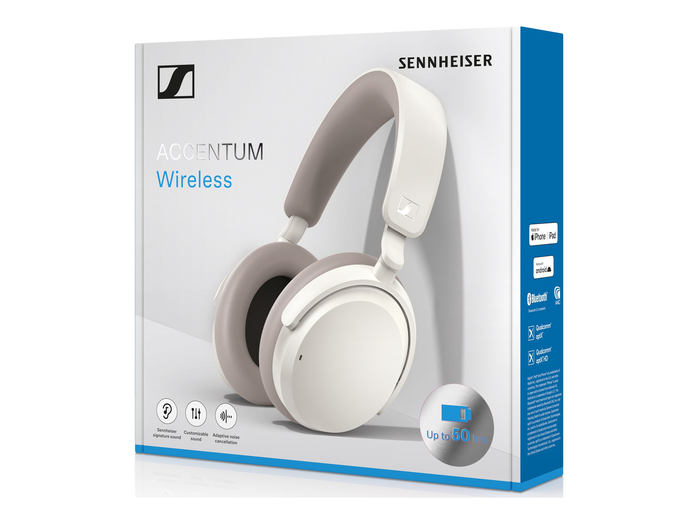 Sennheiser ACCENTUM Wireless Over-Ear Bluetooth Kopfhörer ANC 50 Stunden Akkulaufzeit Weiß