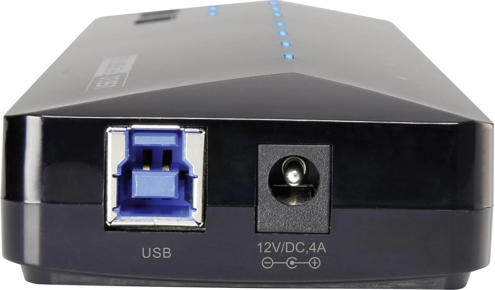 Renkforce 7+2 Port USB 3.0-Hub mit Schnellladeport Status-LEDs Schwarz
