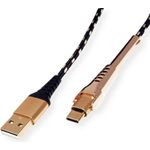 ROLINE 11.02.8920 USB Kabel 1 m USB 2.0 USB A USB C Schwarz - Gold (11.02.8920)
