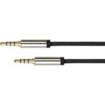 Audio Anschlusskabel High-Quality, 4-poliger 3,5mm Klinkenstecker beidseitig, Textilmantel, schwarz, 0,5m, PYTHON® Series (GC-M0226)