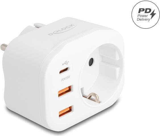 Delock Schutzkontakt-Steckdose mit USB PD Ladegerät 20 W (11498)