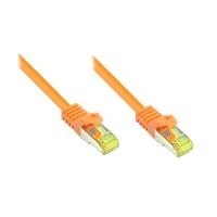 RJ45 Patchkabel mitCat.7 Rohkabel und Rastnasenschutz (RNS®), S/FTP, PiMF, halogenfrei, 600MHz, OFC, orange, 25m, Good Connections® (8070R-250O)