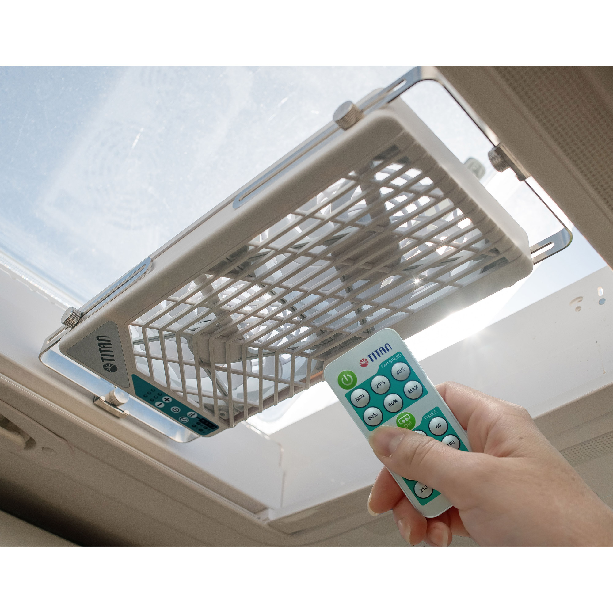 Titan TTC-SC21/V4+ Fenster-Doppellüfter 2x140mm mit Fernbedienung