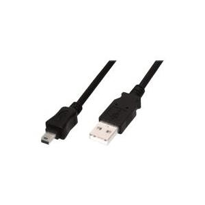 Assmann/Digitus USB 2.0 CONNECTION CABLE A-B USB 2.0 Connection Cable, 480Mbit/s, USB A - USB mini B, St/St, 1.8m, Schwarz (AK-300130-018-S)