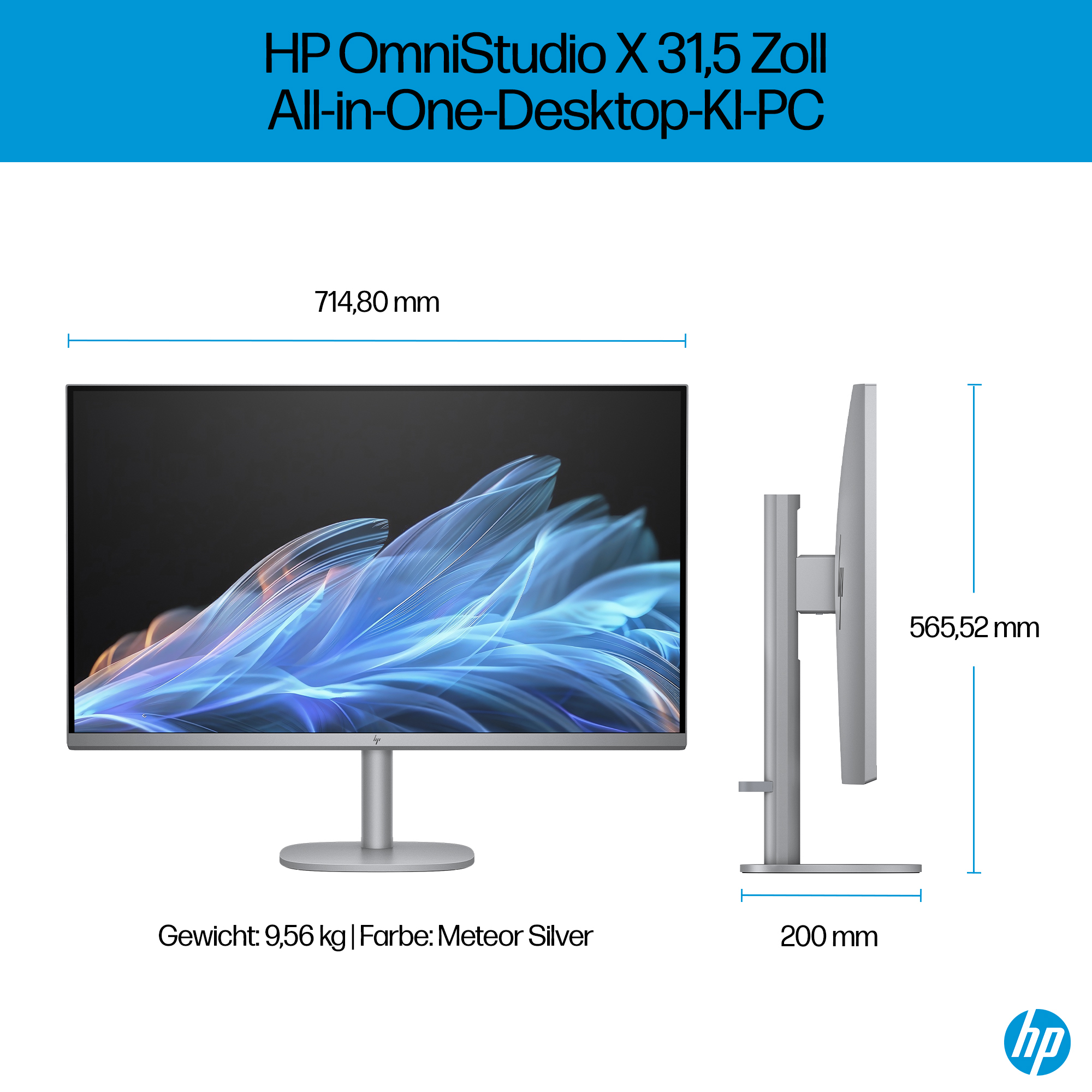 HP OmniStudio X 32-c0170ng 31,5" 4K UHD Core Ultra 7 32 GB RAM 1 TB SSD Silber