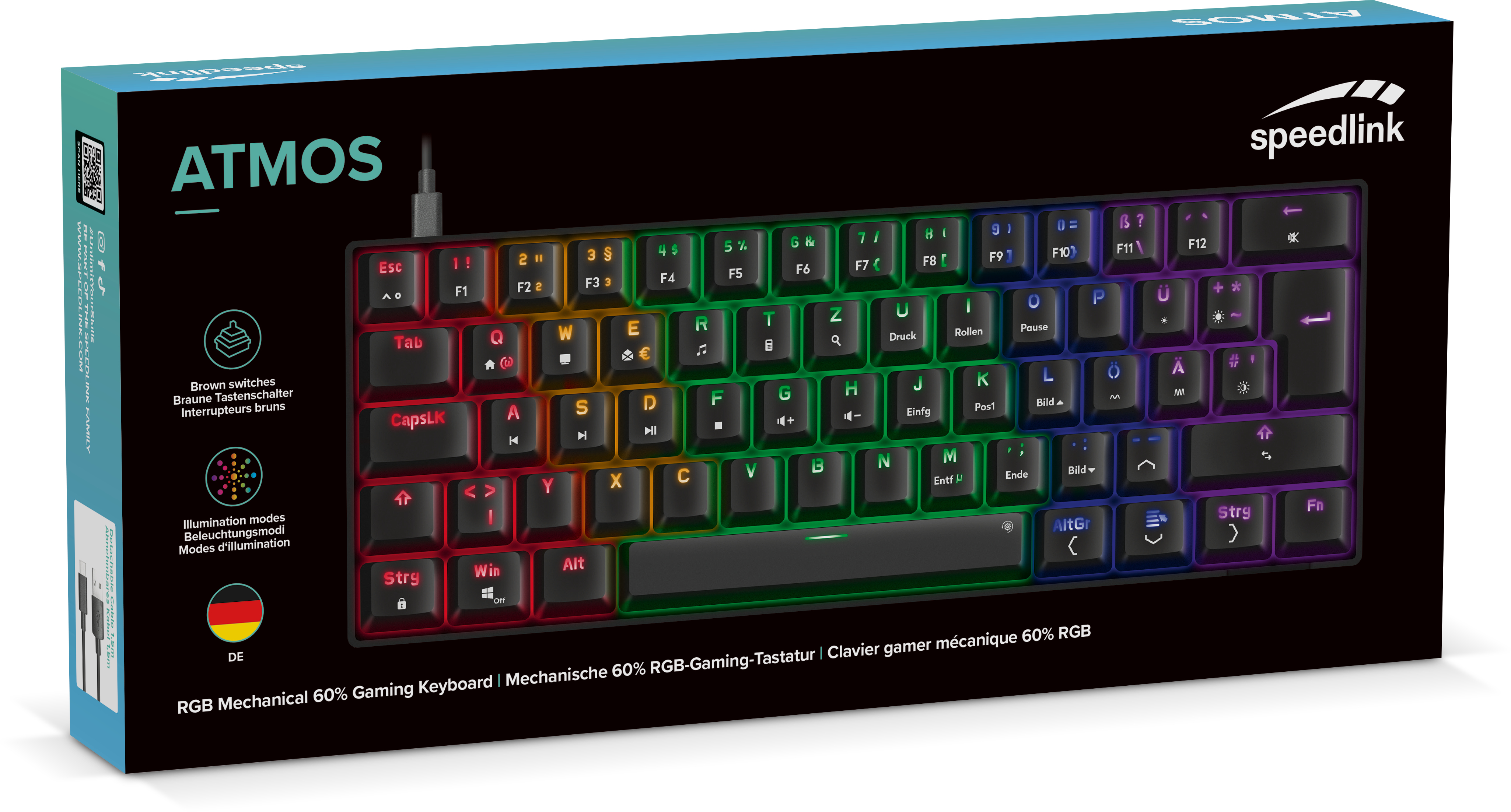 SPEEDLINK ATMOS RGB Mechanische Gaming-Tastatur QWERTZ Schwarz