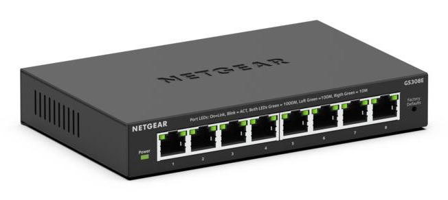 NETGEAR 300 Series SOHO Plus GS308E Managed Switch 8-Port Gigabit Ethernet Schwarz