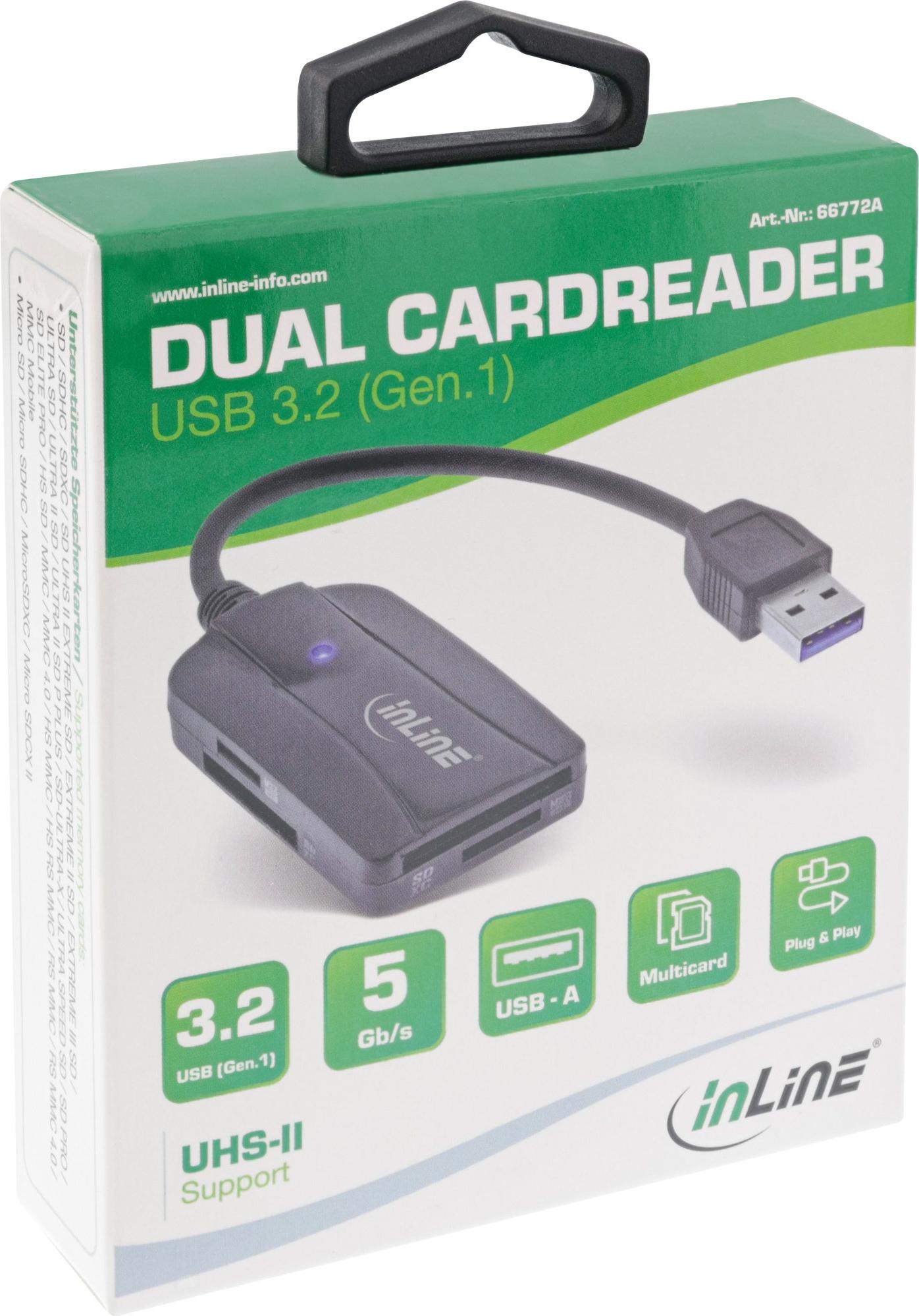 InLine 66772A Kartenleser extern USB 3.1 Gen 1 USB-A Schwarz