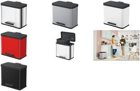 Hailo Tret-Abfalltrenner Öko duo plus L, 17+9 L, silber aus Stahlblech und Kunststoff, Soft-Close-Mechanismus, - 1 Stück (0630-220)