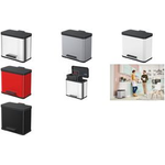 Hailo Tret-Abfalltrenner Öko duo plus L, 17+9 L, silber aus Stahlblech und Kunststoff, Soft-Close-Mechanismus, - 1 Stück (0630-220)