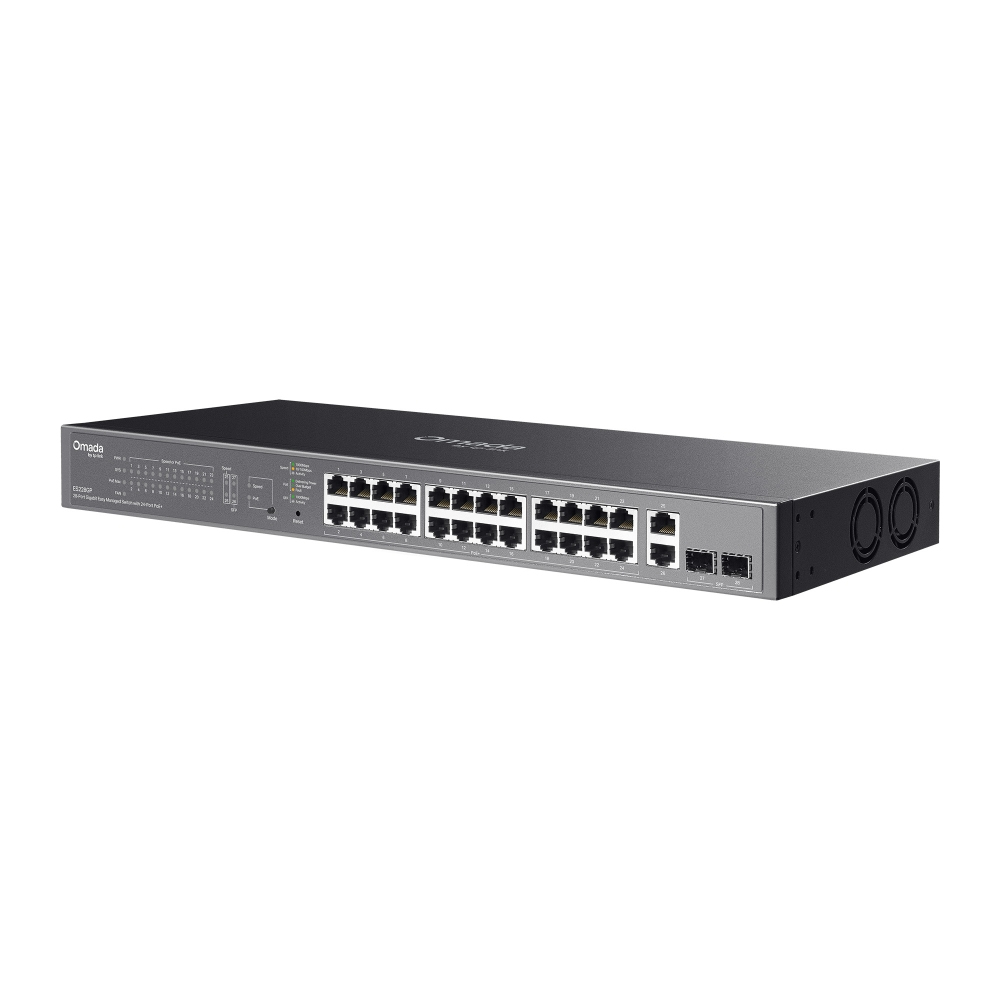 TP-Link Omada ES228GP V1 Managed Switch 28-Port Gigabit 26x PoE+ 2x SFP 250W Grau