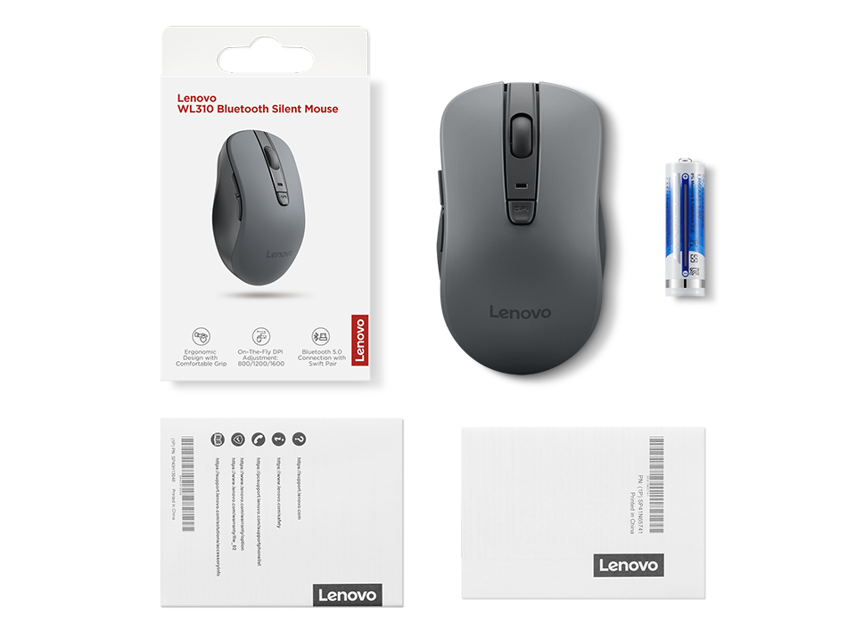 Lenovo WL310 Kabellose Bluetooth-Maus Optisch 1200 DPI Grau
