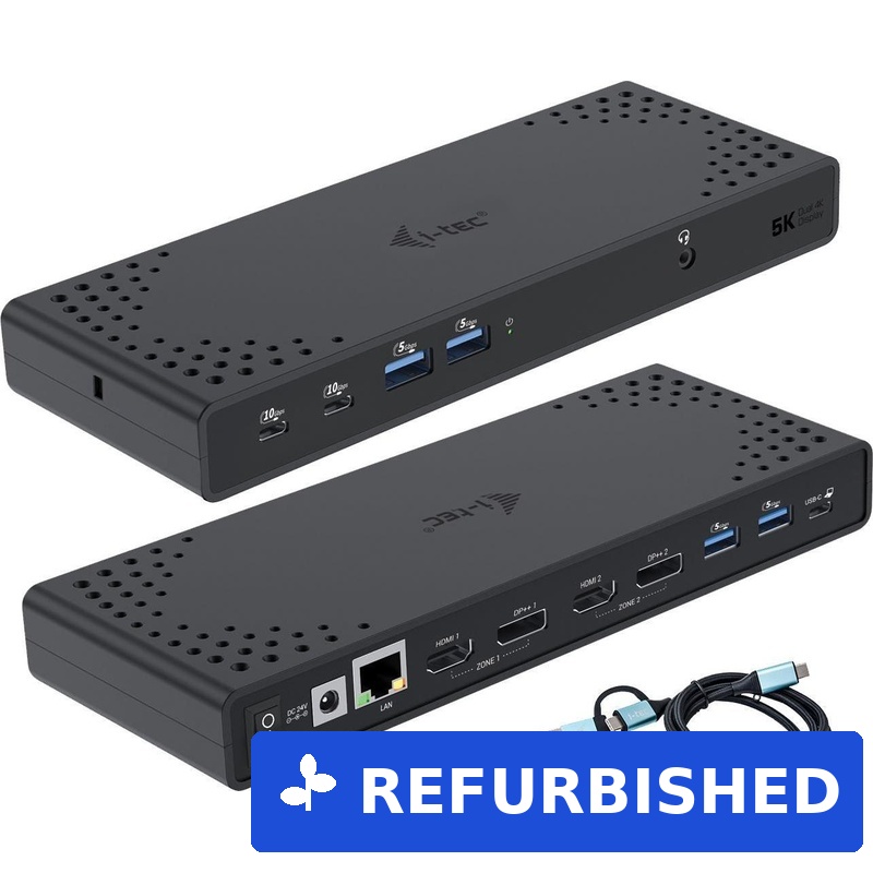 i-tec USB 3.0 / USB-C / Thunderbolt 3 Dual Display Docking Station Gen2 + Power Delivery 100W (CADUA4KDOCKPDL2)