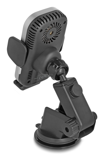 Delock Kfz-Halterung für induktives Laden, Qi, 15 W, mit Lüfter, Schwarz/Grau