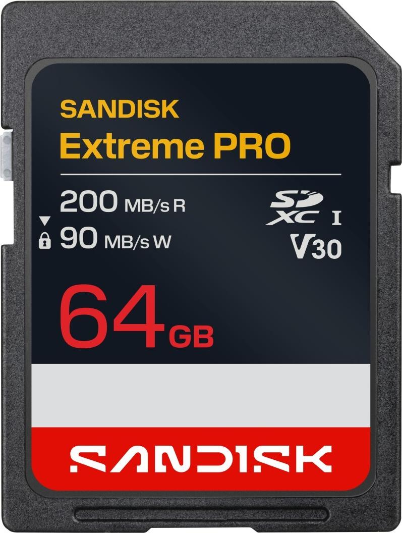 SanDisk Extreme PRO SDXC 64GB UHS-I V30 U3 200/90 MB/s Speicherkarte 4K UHD