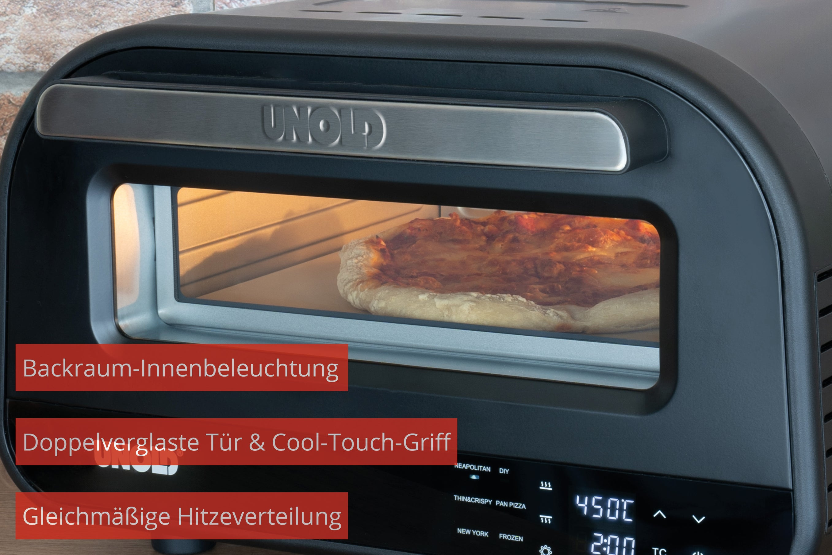 Unold Don Luigi Pizzaofen 1700 W Timerfunktion Schwarz