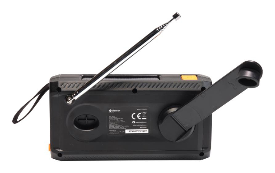 Denver SCD-2033 Tragbares DAB+/FM Radio Solar Kurbel USB Typ C Schwarz
