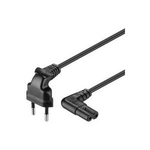 Wentronic Goobay Euro Anschlusskabel beidseitig abgewinkelt, 3 m, Schwarz - Eurostecker (Typ C, CEE 7/16) > Gerätebuchse C7 (97354)