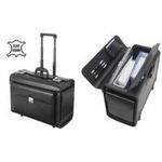 Alassio Pilotenkoffer "SILVANA", Leder, schwarz, mit Trolley (92705)