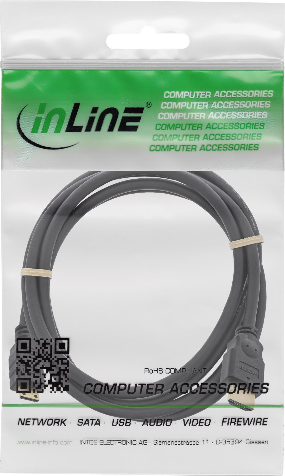 InLine Mini HDMI auf HDMI Kabel High Speed 1 m Schwarz