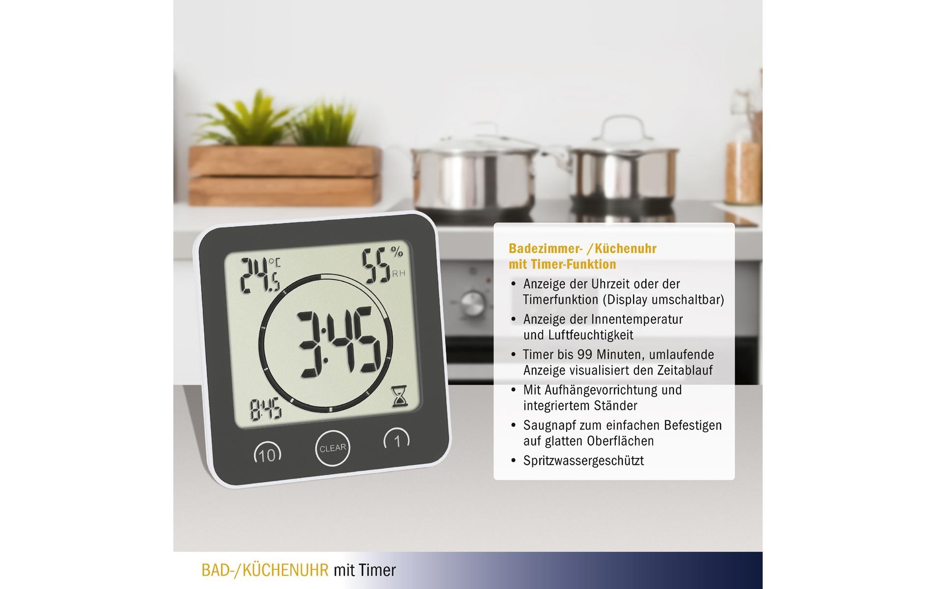 TFA Dostmann 60.4001.10 Digitaler Küchentimer 99 Min LCD Grau