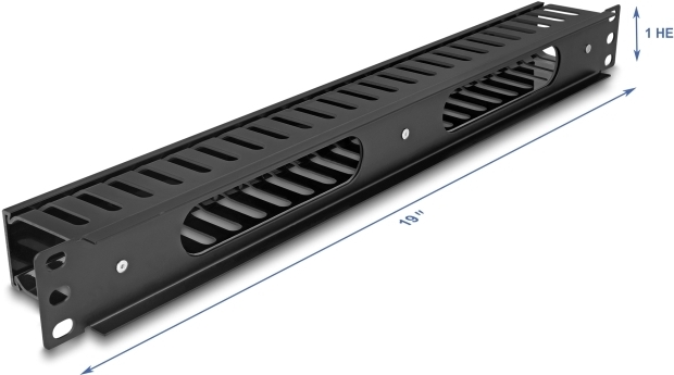 Delock 19" 1 HE Kabelmanagement Rangierpanel mit 2Öffnungen Metall Kunststoff (81555)