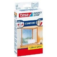 tesa Fliegengitter COMFORT für bodentiefe Fenster, weiß Maße: 1,20 m x 2,40 m, einfaches Anbringen und Abnehmen (55918-00020-00)