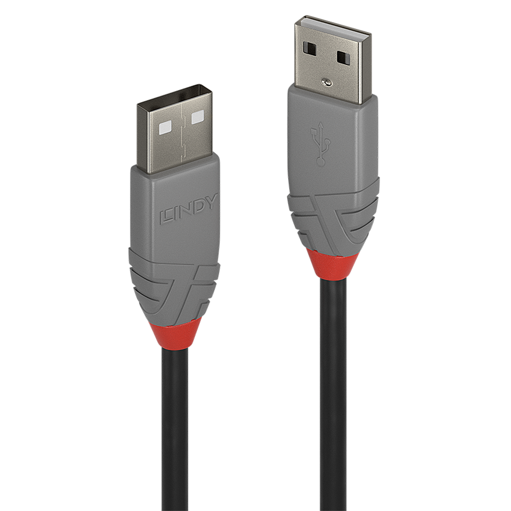 LINDY USB 2.0 Kabel Typ A/A Anthra Line M/M 0.2m