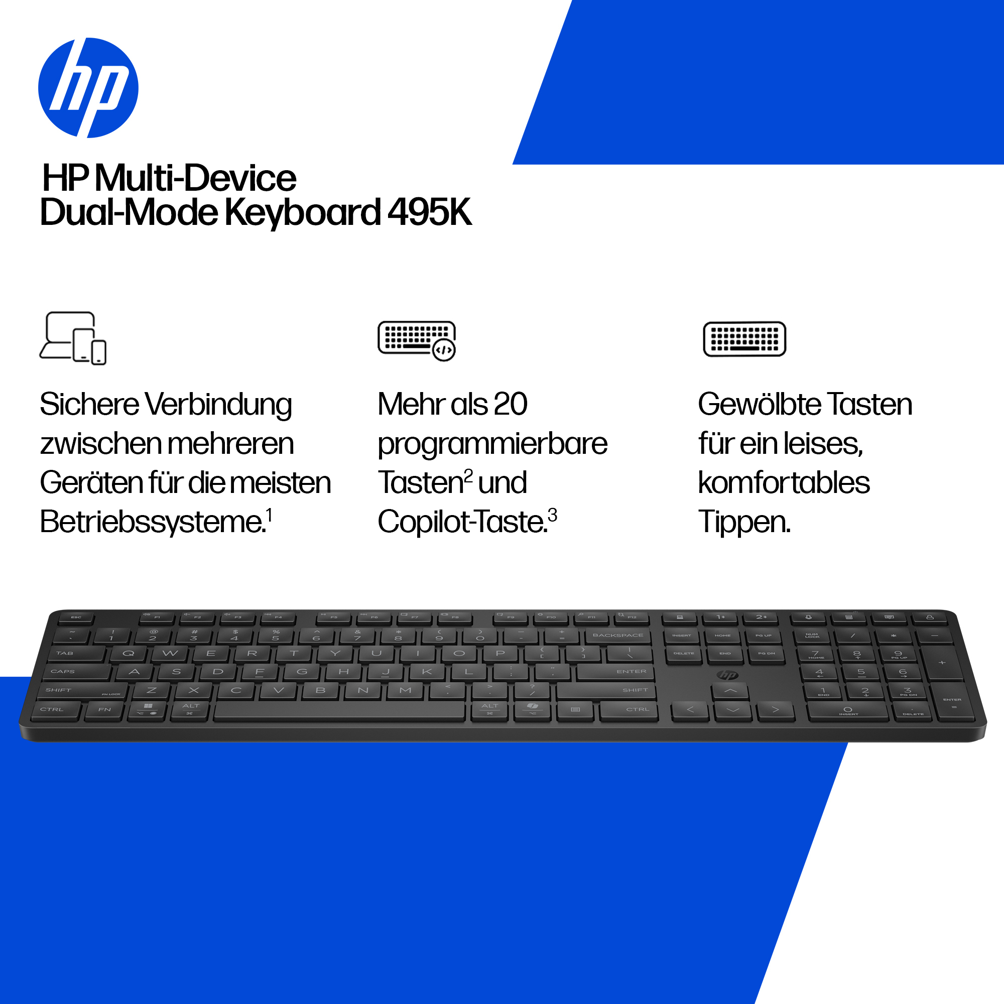 HP 495K Dual-Mode Tastatur Deutsch Schwarz