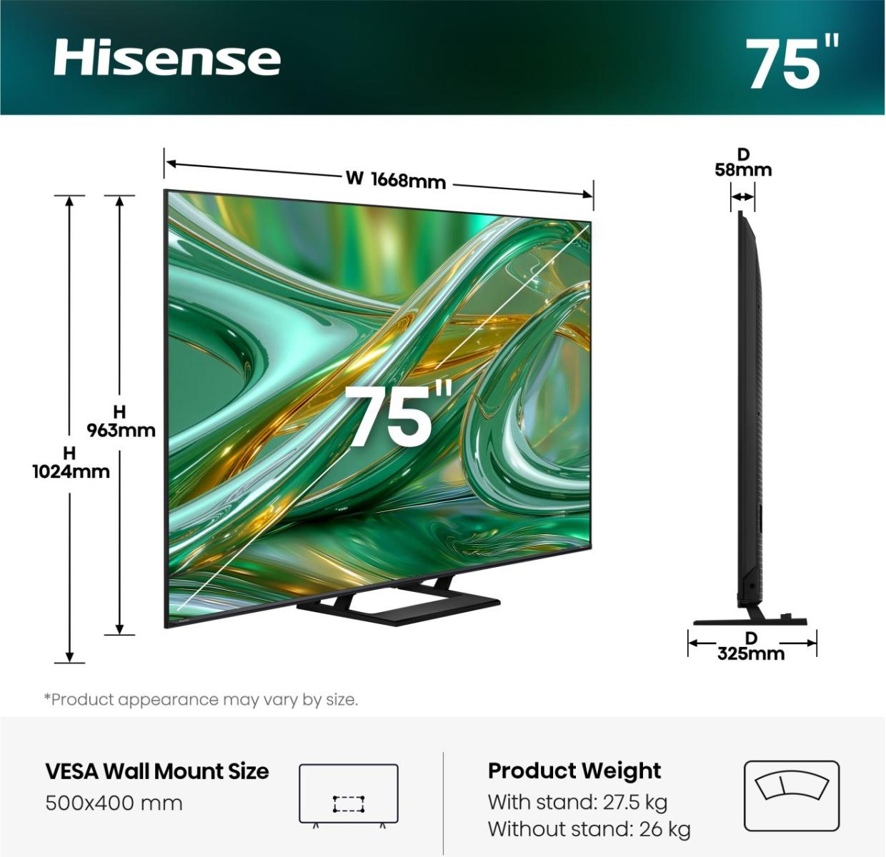Hisense E8S 75E8S 75" 4K UHD ULED Smart TV Schwarz