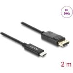 Delock Koaxiales USB Type-C zu DisplayPort Kabel DP Alt Mode 4K 60 Hz mit Geflechtmantel (81702)