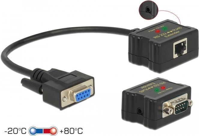 DeLOCK Extender RS-232 DB9 female RJ45 female to RS-232 DB9 male RJ45 female (63934)