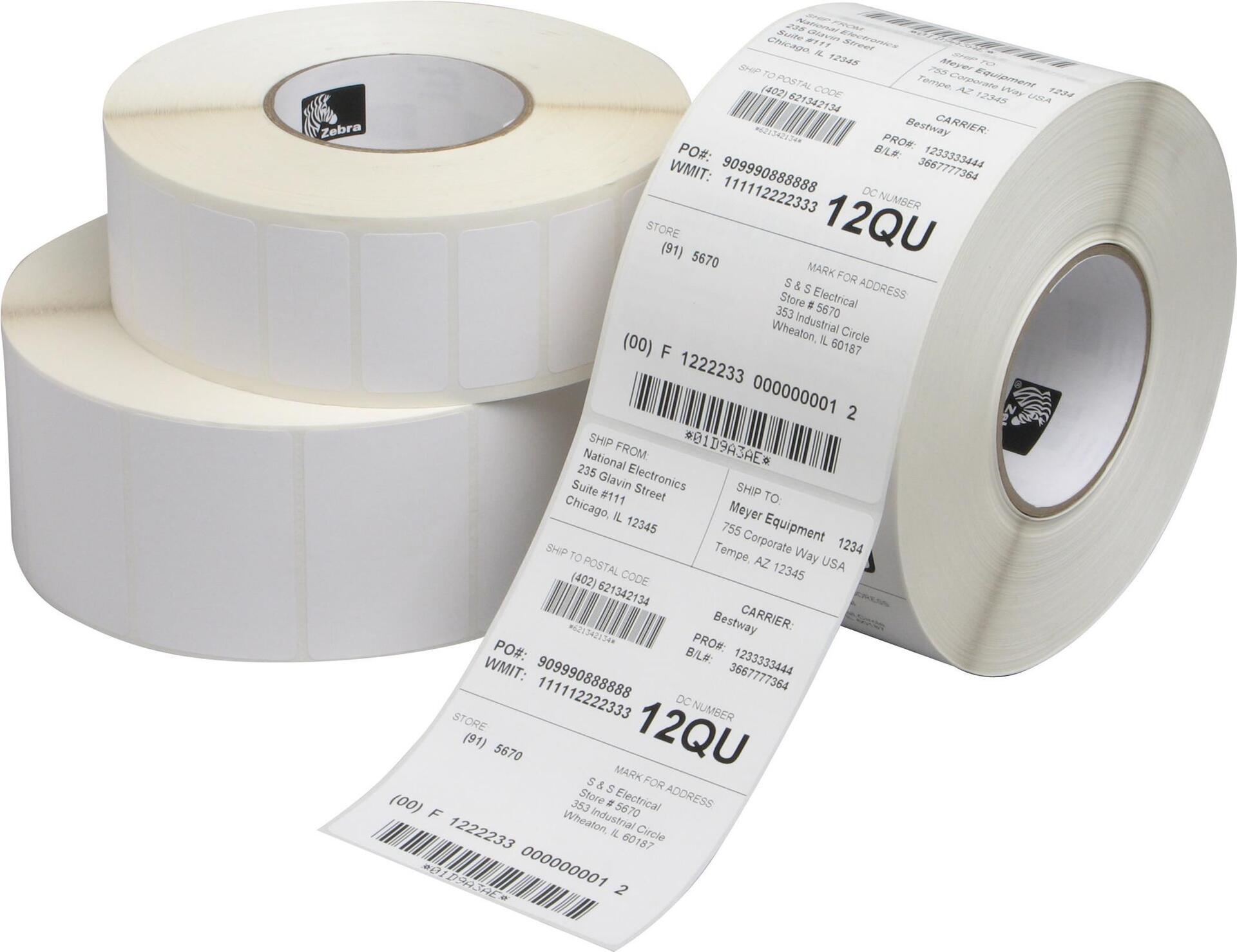 ZEBRA Label, Paper, 89x51mm, Thermal Transfer, Z-PERFORM 1000T, Uncoated, Permanent Adhesive, 25mm C