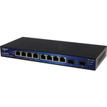 ALLNET ALL-SG8210PM. Switch-Typ: gemanaged, Switch-Ebene: L2+. Basic Switching RJ-45 Ethernet Ports-Typ: Gigabit Ethernet (10/100/1000), Anzahl der basisschaltenden RJ-45 Ethernet Ports: 8, Anzahl an installierten SFP Modulen: 2. MAC-Adressentabelle: 4096 Eintragungen, Routing-/Switching-Kapazität: 16 Gbit/s. Netzstandard: IEEE 802.3,IEEE 802.3ab,IEEE 802.3u,IEEE 802.3x,IEEE 802.3z. Energie Über Ethernet (PoE) Unterstützung. Wandmontage (ALL-SG8210PM)