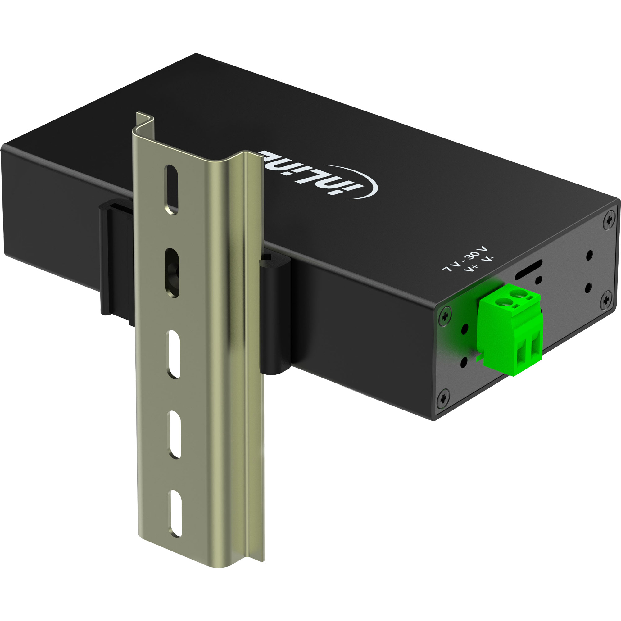 InLine 353956B USB 3.2 Gen.1 Industrie-Hub 7-Port mit Netzteil Aluminiumgehäuse Schwarz