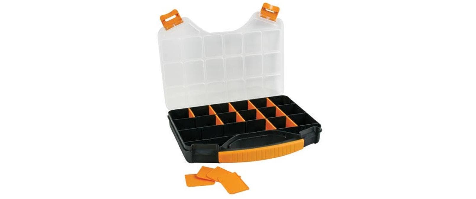 Velleman Perel OMR18 Sortimentskasten 20 Fächer 420 x 305 x 61 mm Schwarz, Orange