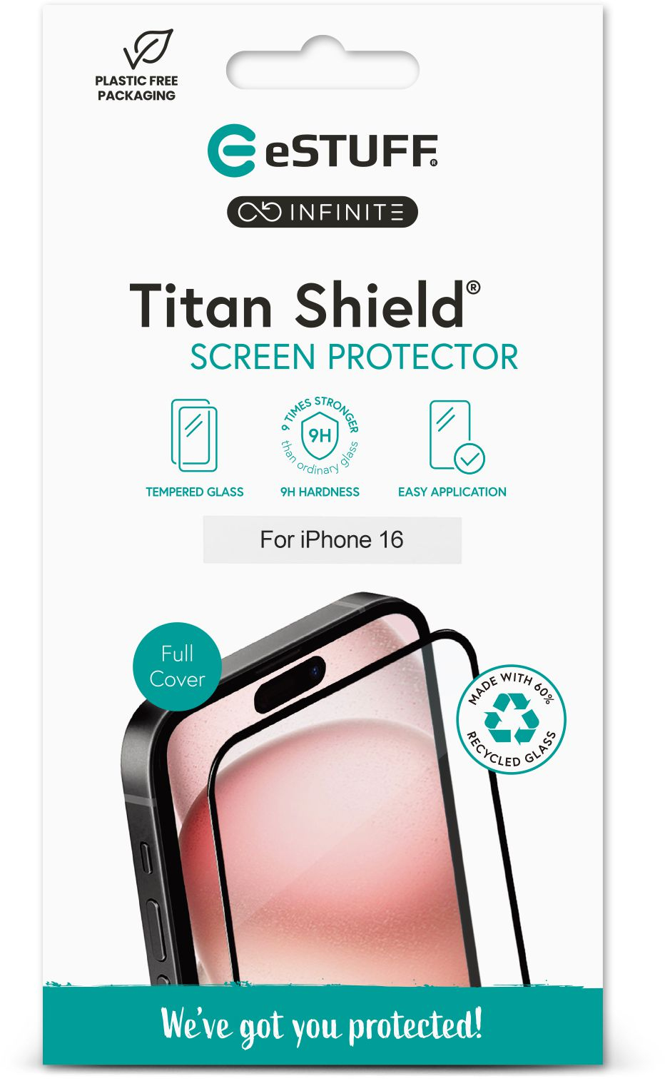 eSTUFF Titan Shield Infinite Bildschirmschutz iPhone 17/17 Pro/16 Pro Transparent Schwarz