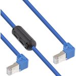 InLine® Patchkabel 2-seitig unten gewinkelt, S/FTP (PiMf), Cat.6, 250MHz, PVC, Kupfer, blau, 1,6m (S-76602BU-F-1.6)