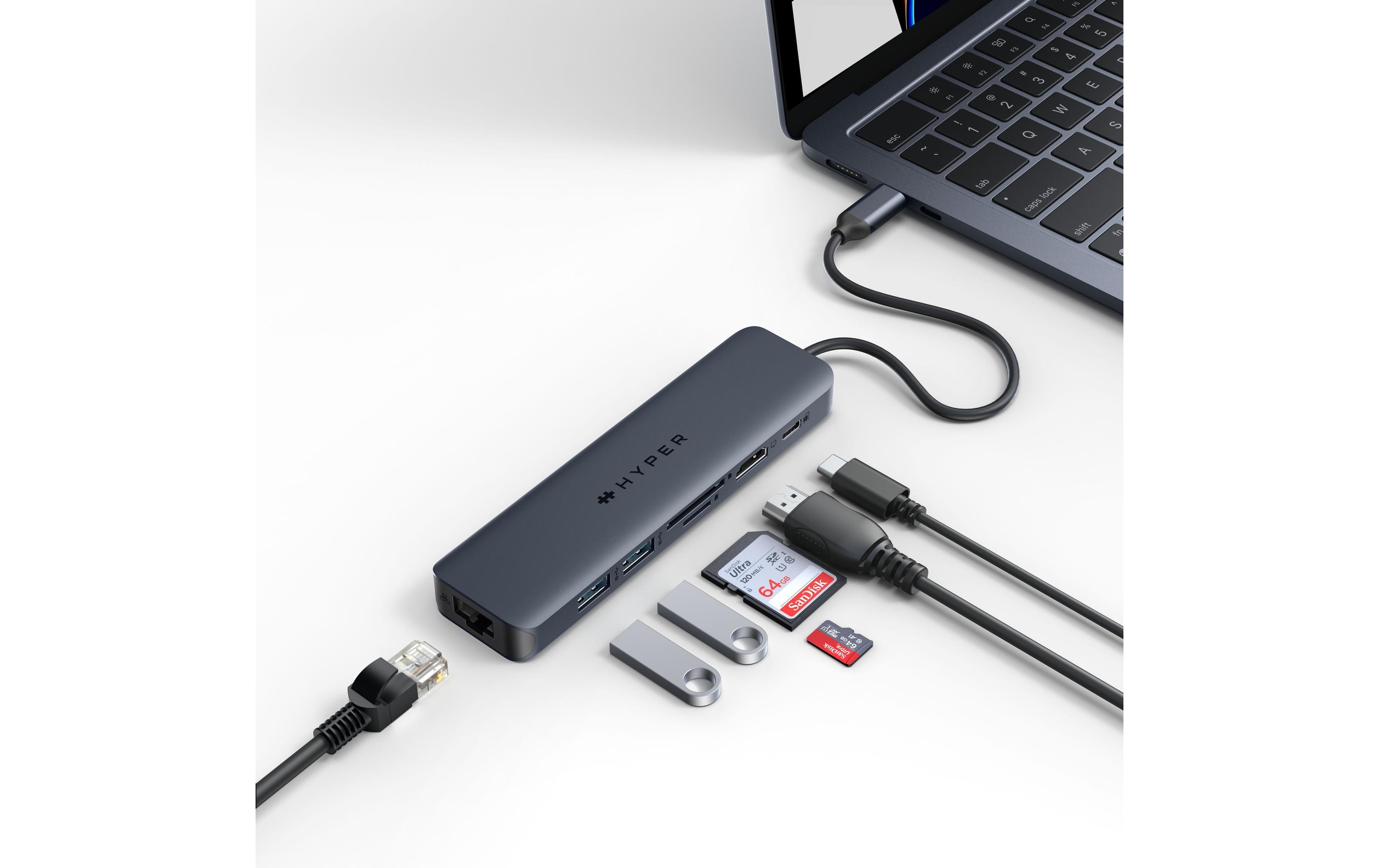Hyper HyperDrive EcoSmart Gen.2 USB-C 7-in-1 Hub mit 100W Power Delivery Mitternachtsblau