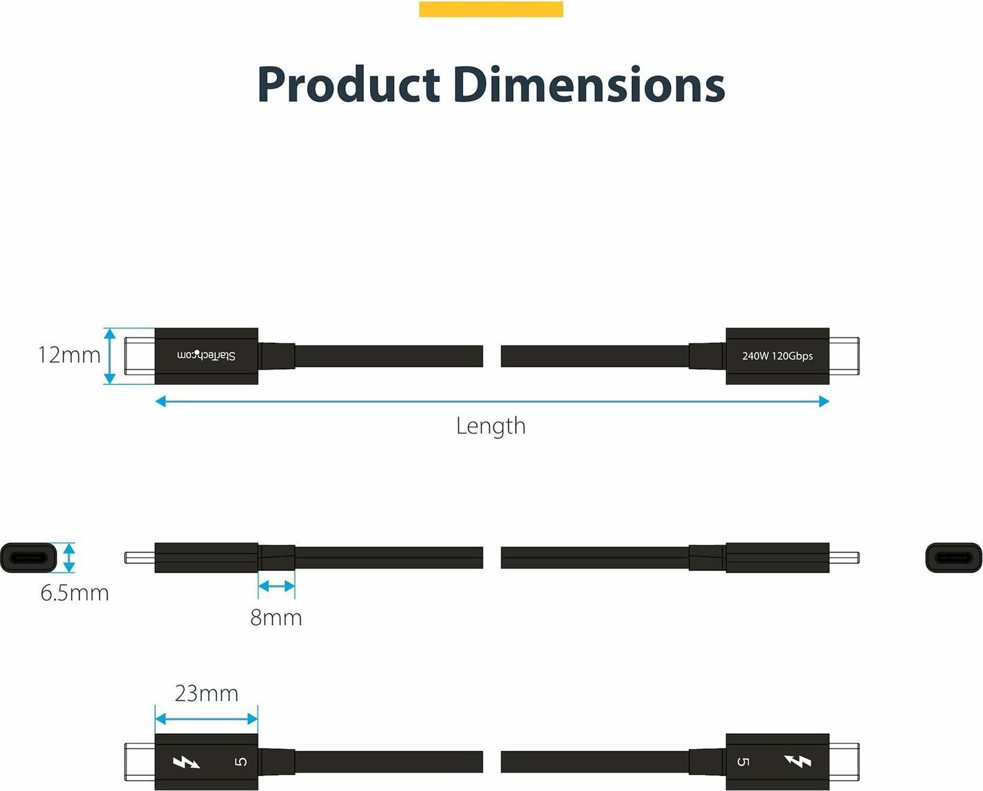 StarTech.com Thunderbolt 5 Kabel 1 m 80 Gbps 240W PD Schwarz