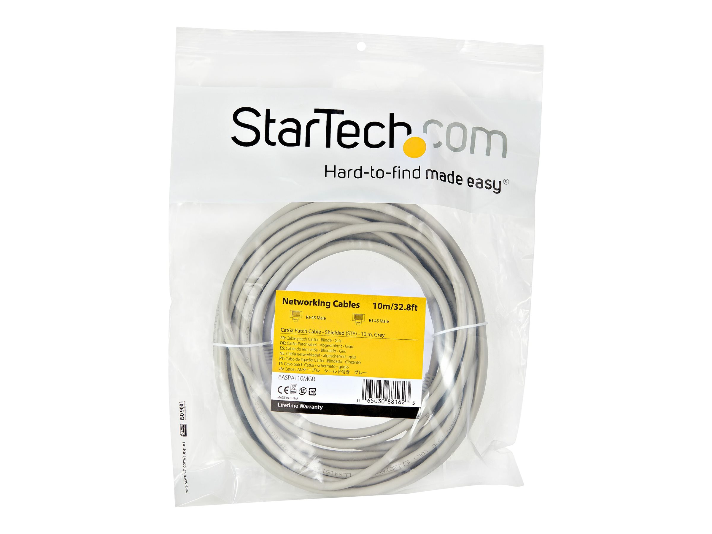 Startech 6ASPAT10MGR CAT6a Ethernet-Kabel 10 m STP Grau
