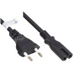 Euro-Netzkabel Euro-Stecker Typ C (gerade) an C7/Euro 8 Buchse (gerade), schwarz, 0,75 mm², 7,5 m, Good Connections® (P0370-S075)