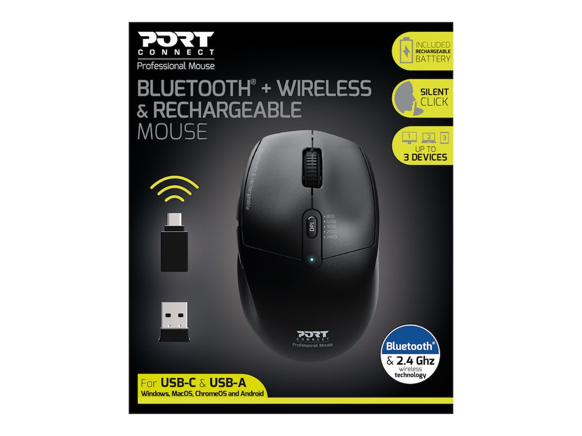Port Designs PORT Connect Professional Maus 2,4 GHz + Bluetooth 2400 DPI 5 Tasten Schwarz