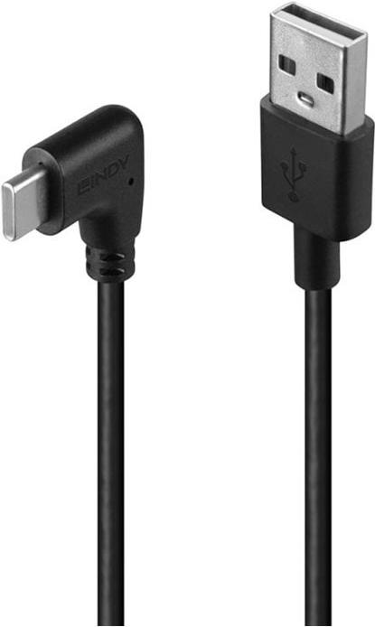 Lindy USB-Kabel USB (M) gerade zu 24 pin USB-C (M) nach rechts abgewinkelt (32001)