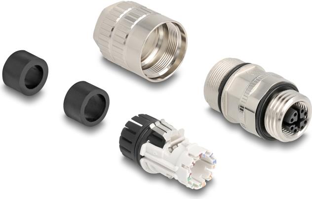 Delock M12 Buchse 8 Pin X-kodiert feldkonfektionierbar Cat.6A (86056)