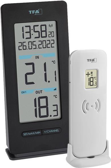 TFA Dostmann BUDDY Funk-Thermometer digital Schwarz (30.3072.01)